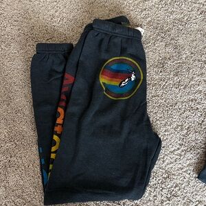 Aviator Nation Black Sweatpants with Rainbow Logo